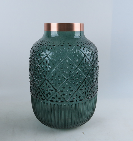 CAPER LARGE GLASS AND METAL VASE